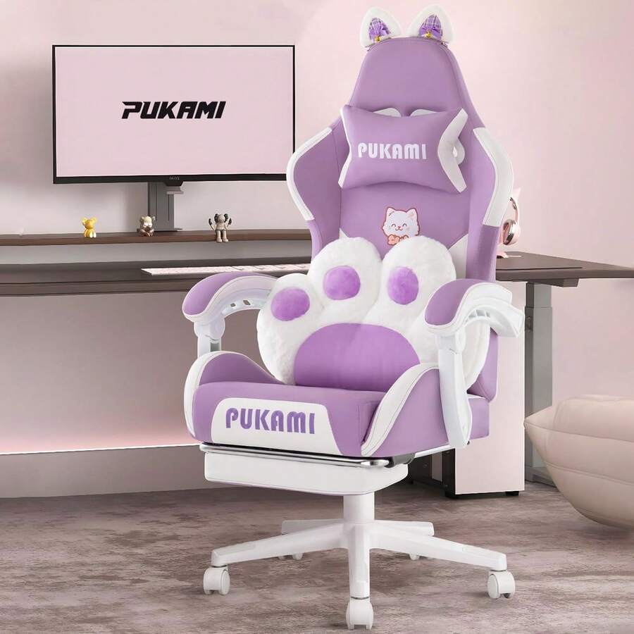 Ergonomic Office Chair - Sedia da gaming rosa con braccioli